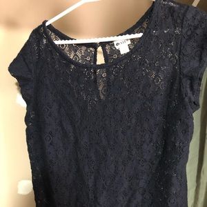 Navy embroidered blouse!